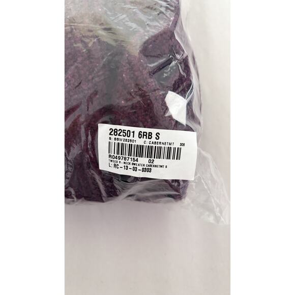 J Jill Tweed V Neck Knit Sweater Pullover Womens Size Small Cabernet Purple New - Picture 12 of 12